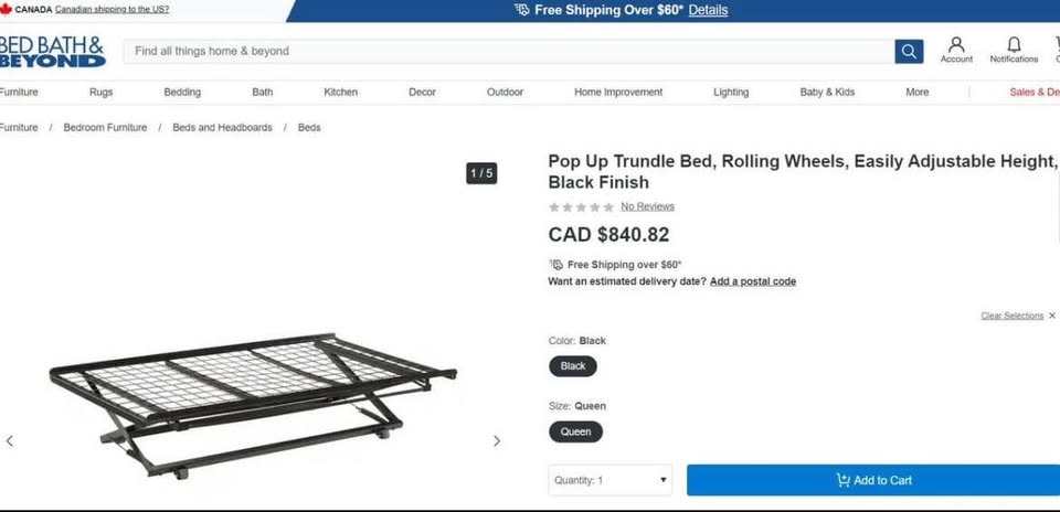 Twin Foldable Bed with Wheels