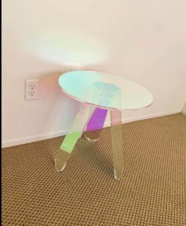 Acrylic End Table, Clear Rainbow Acrylic Coffee Table
