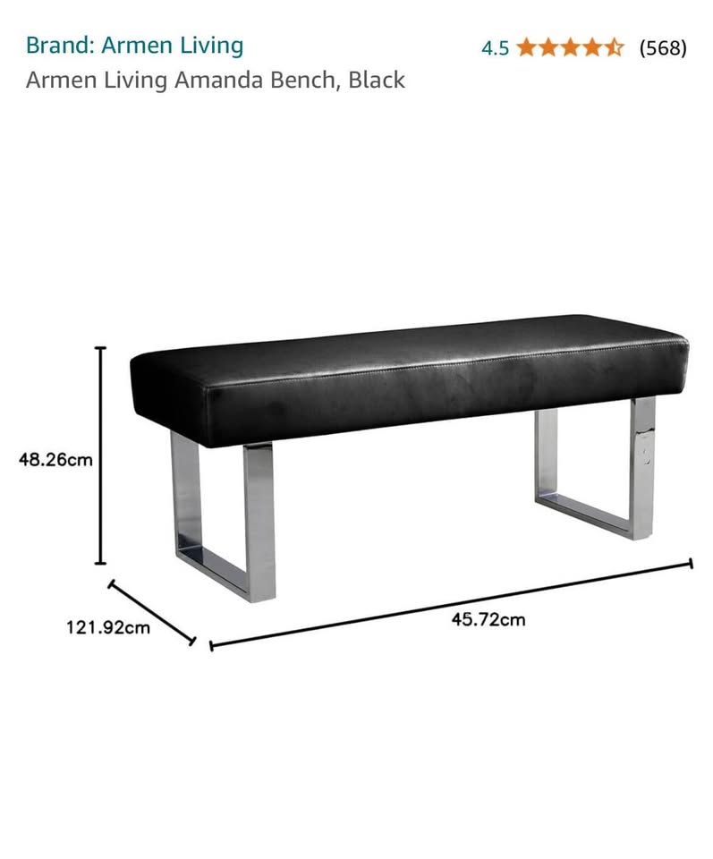 Armen Living Dining Height Bench