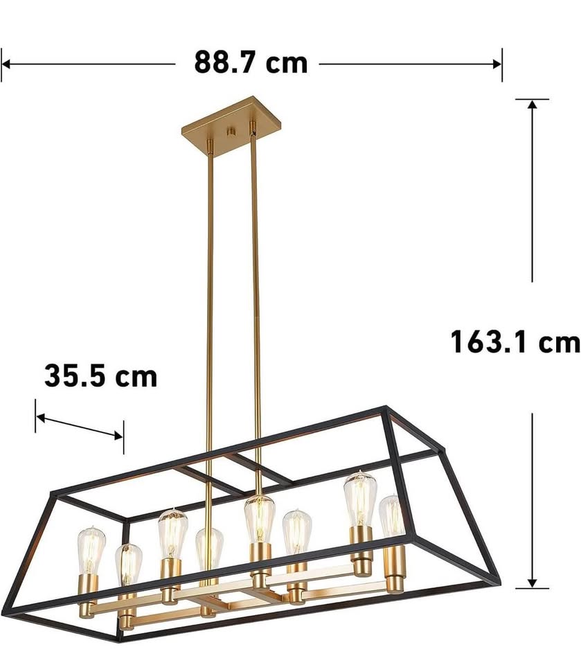 Farmhouse Black and Gold Mid-Century Chandelier