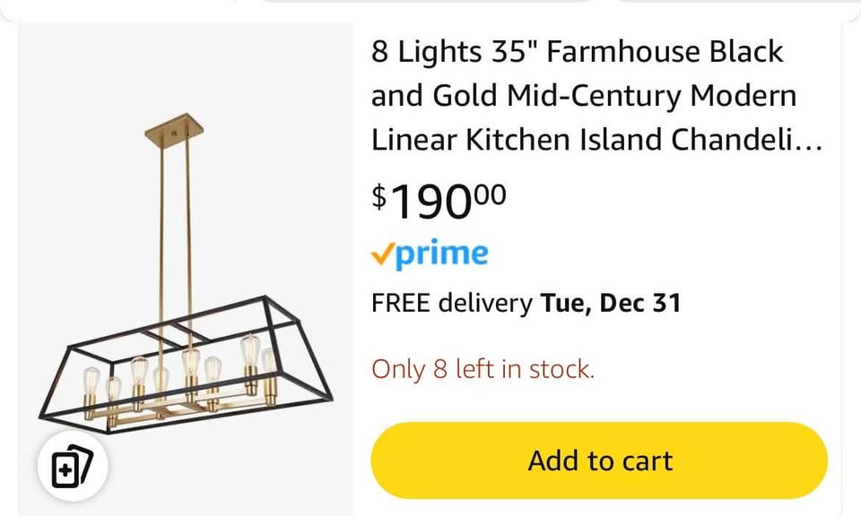 Farmhouse Black and Gold Mid-Century Chandelier