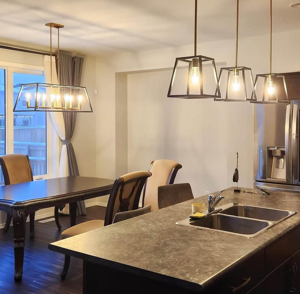Farmhouse Black and Gold Mid-Century Chandelier