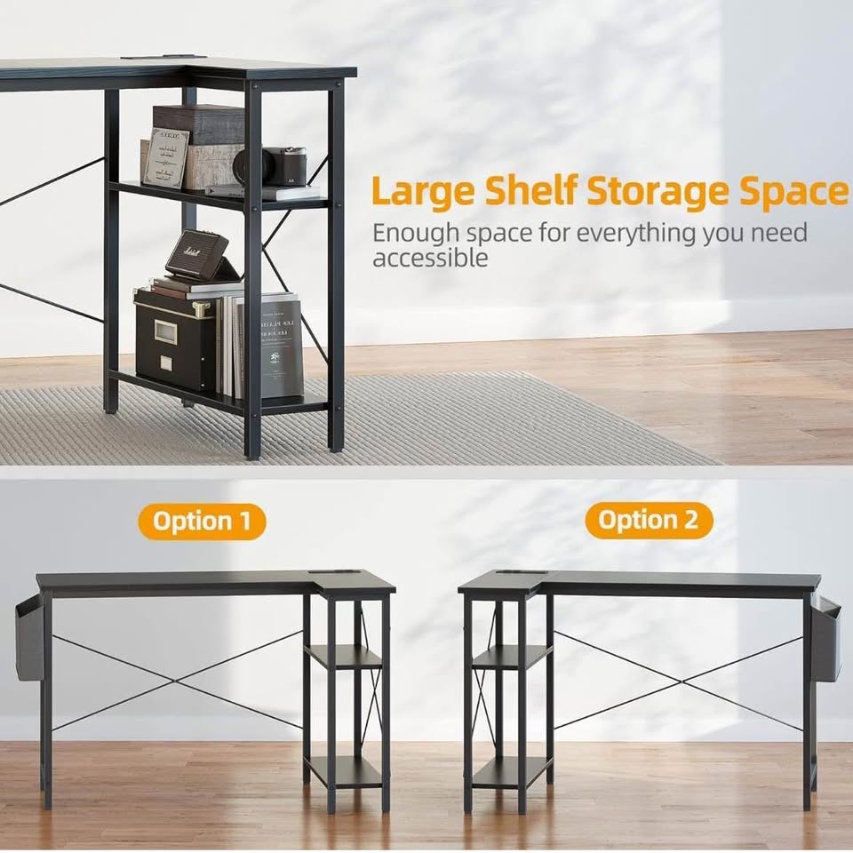 40 Inch L-Shaped Office Computer Desk with Storage
