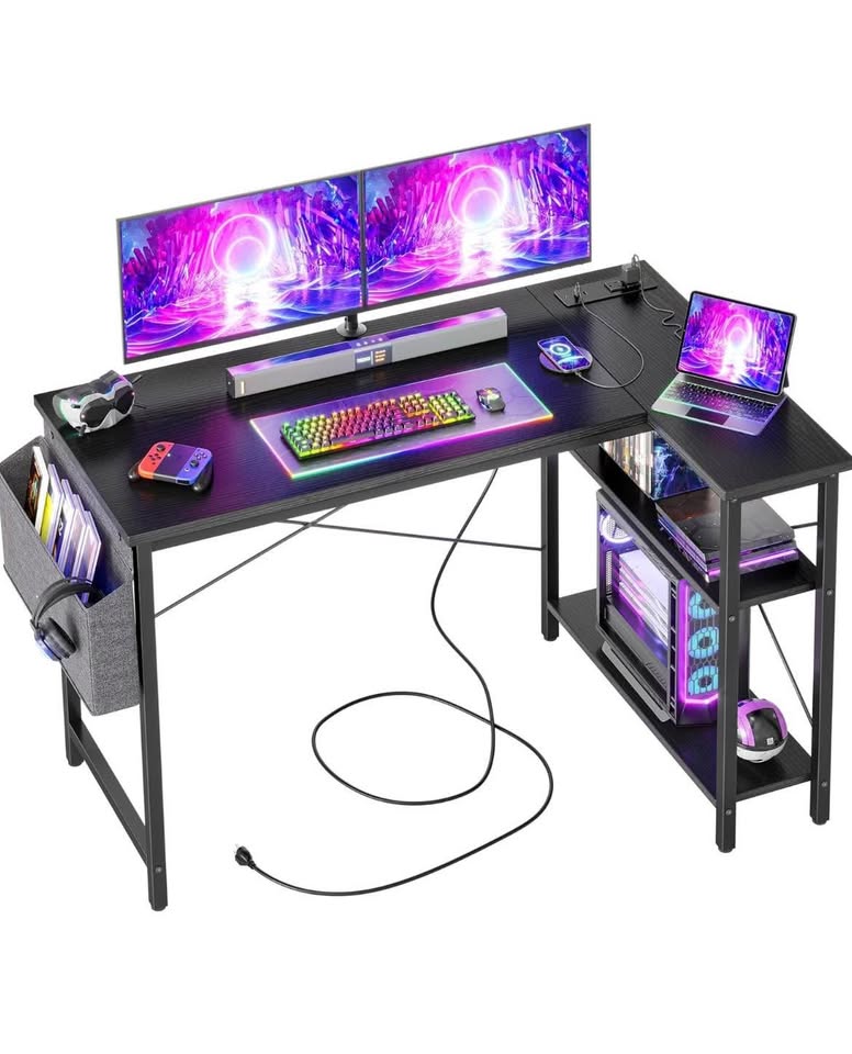 40 Inch L-Shaped Office Computer Desk with Storage