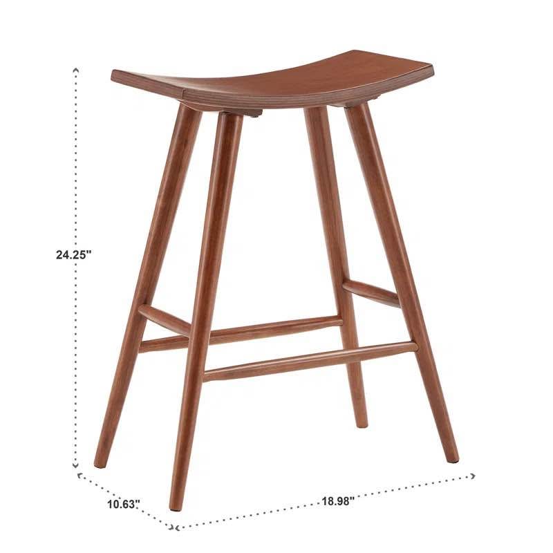 Mid Century Solid Wood Bar Stools (Set of 2)