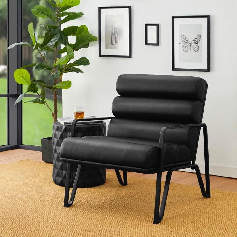 Faux leather armchair black