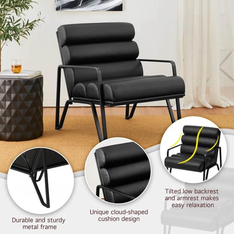 Faux leather armchair black