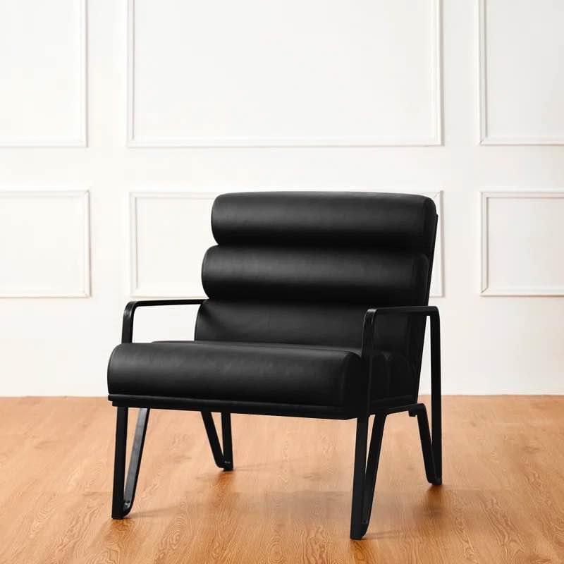 Faux leather armchair black