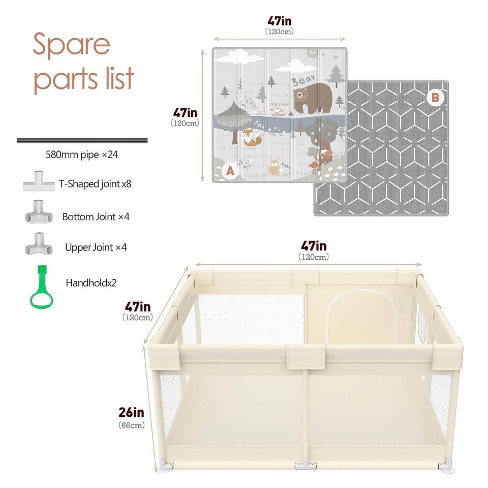 Playpen with Playmat 47X47 Inches