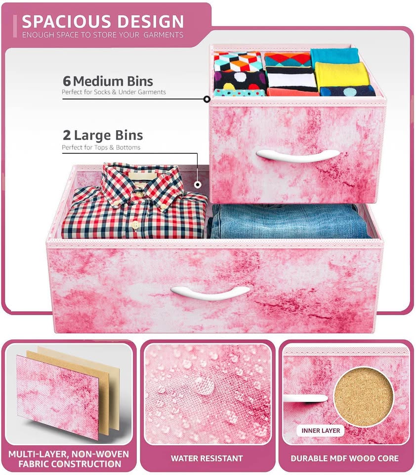 Brand new 8 drawers fabric dresser