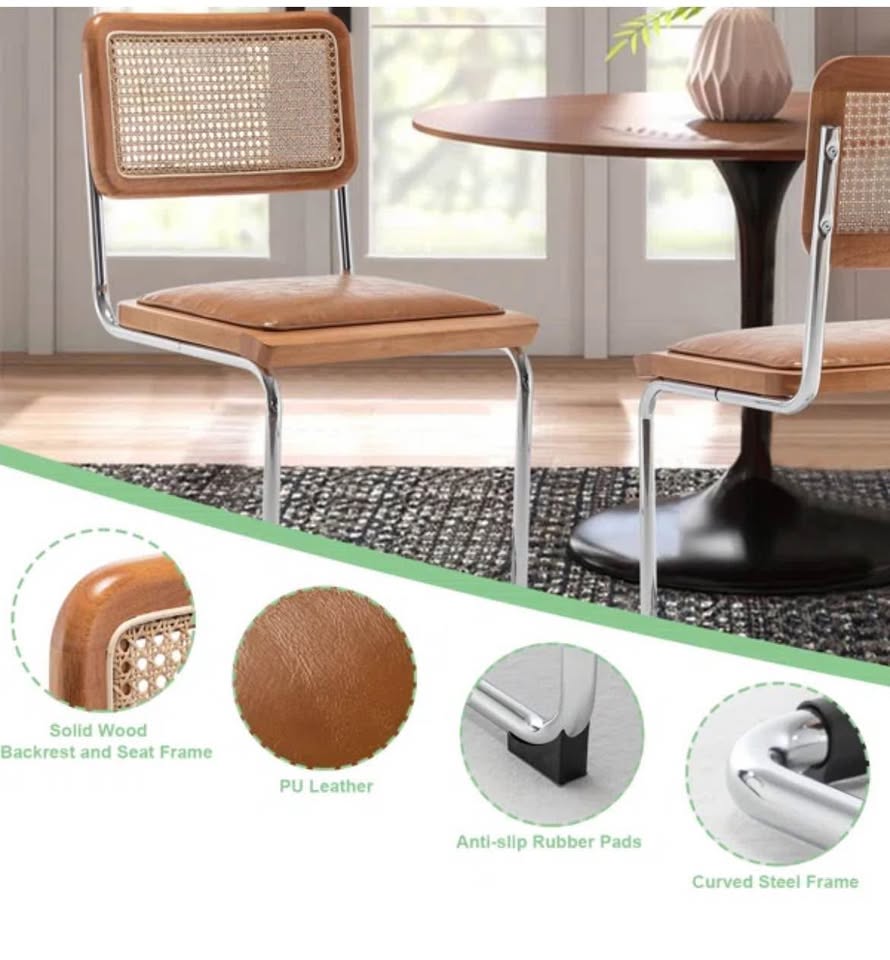 Leather rattan chairs (set of 2)