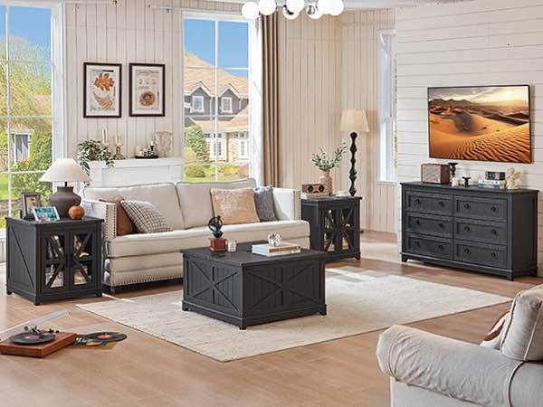 Brand new black end tables with charging stations (set of 2)