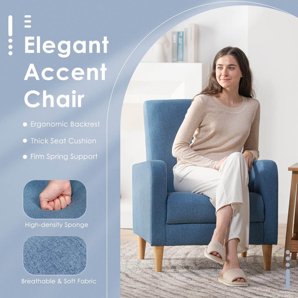 Brand new blue armchair with pillow