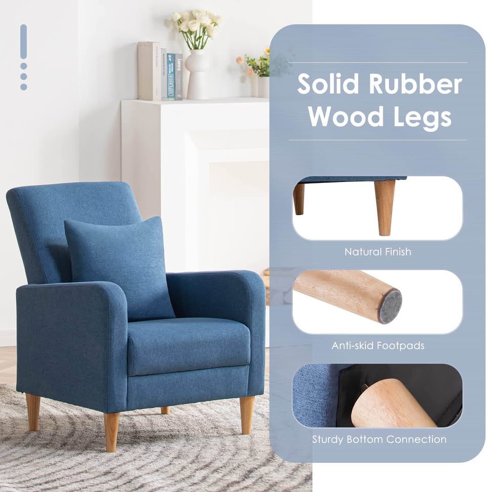 Brand new blue armchair with pillow