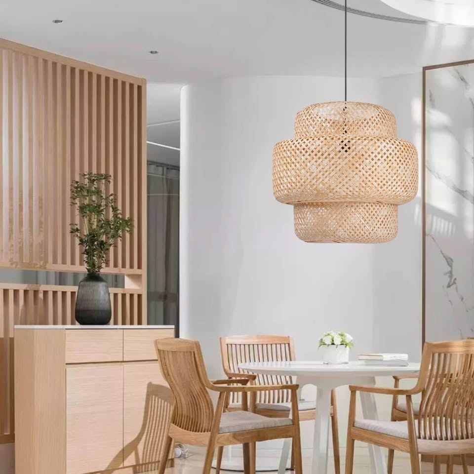 Rattan Bamboo Pendant - Brand New in Box