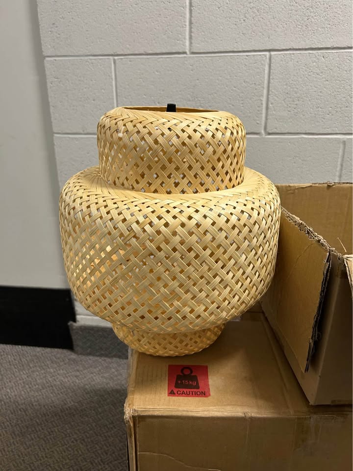 Rattan Bamboo Pendant - Brand New in Box