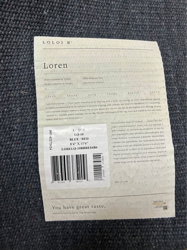 New- LOLOI Area rug 8.4 x 11.6 ft