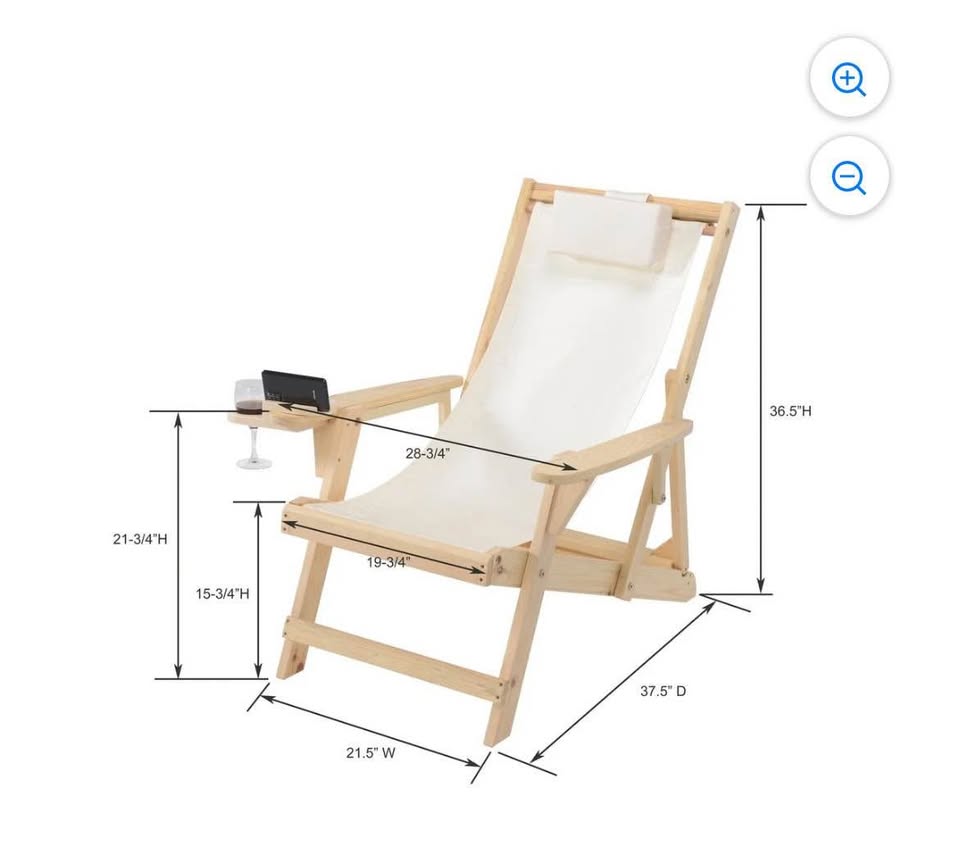 W Home Romantic-Sling Lounge Chair, Natural/Beige Patio