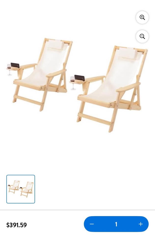 W Home Romantic-Sling Lounge Chair, Natural/Beige Patio