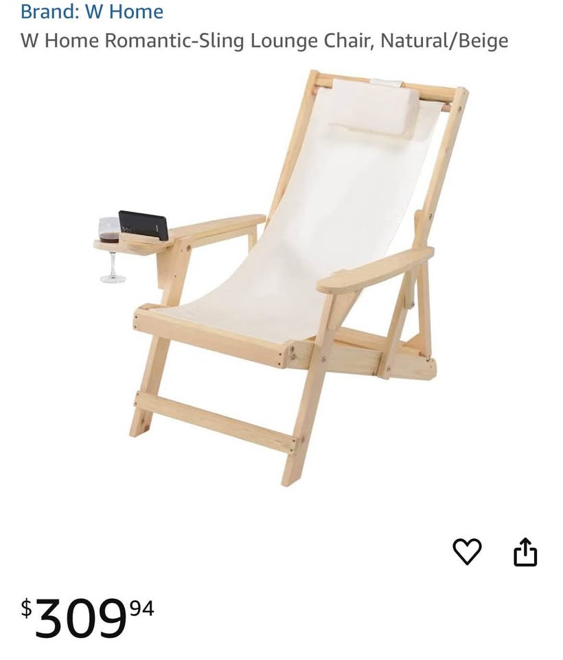 W Home Romantic-Sling Lounge Chair, Natural/Beige Patio