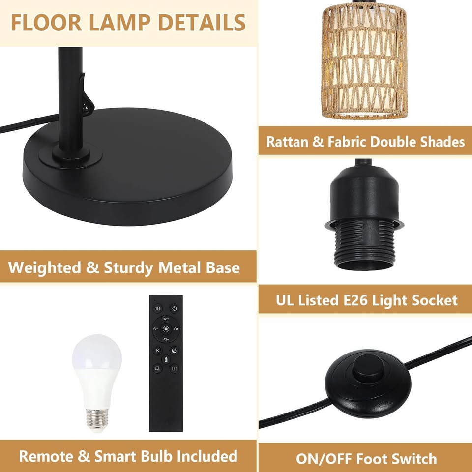 Brand New Rattan Floor Lamp