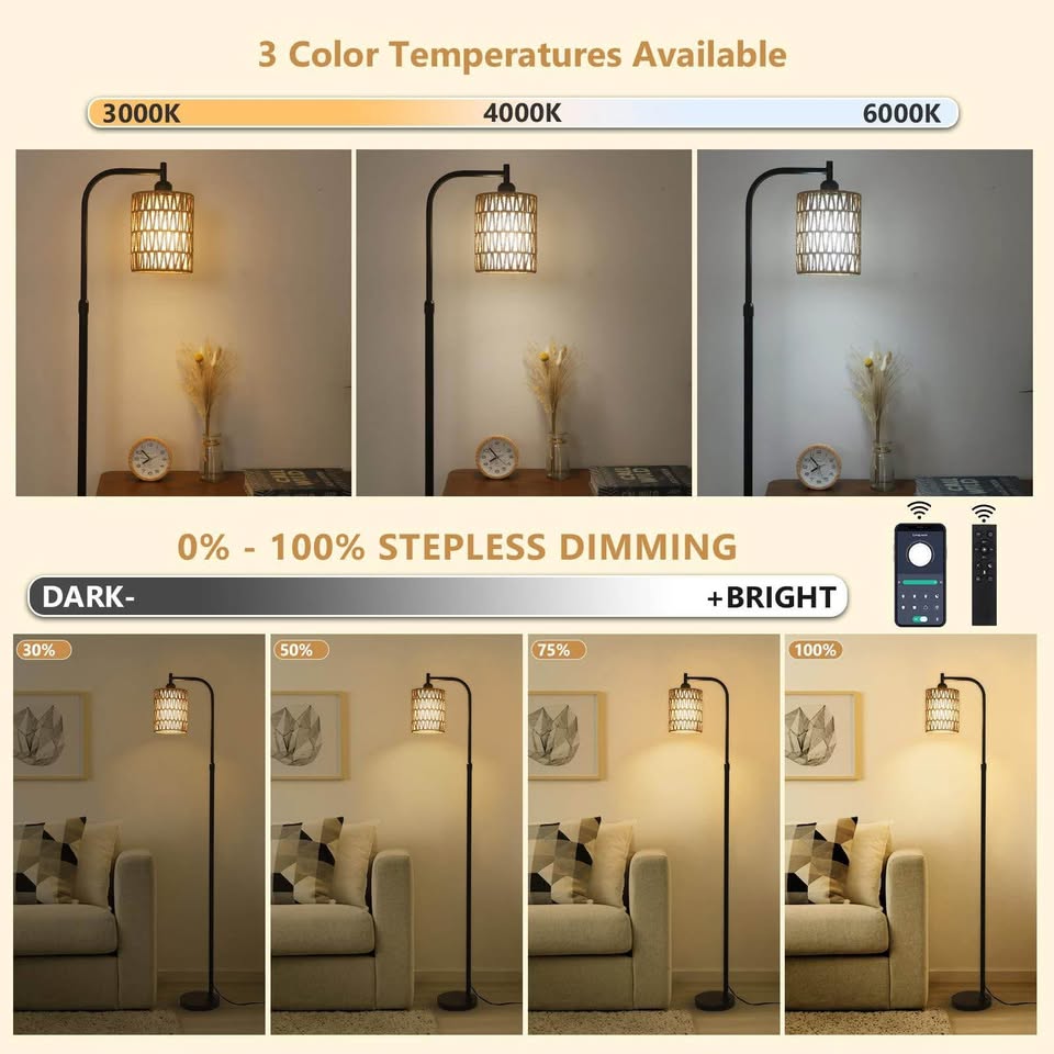 Brand New Rattan Floor Lamp
