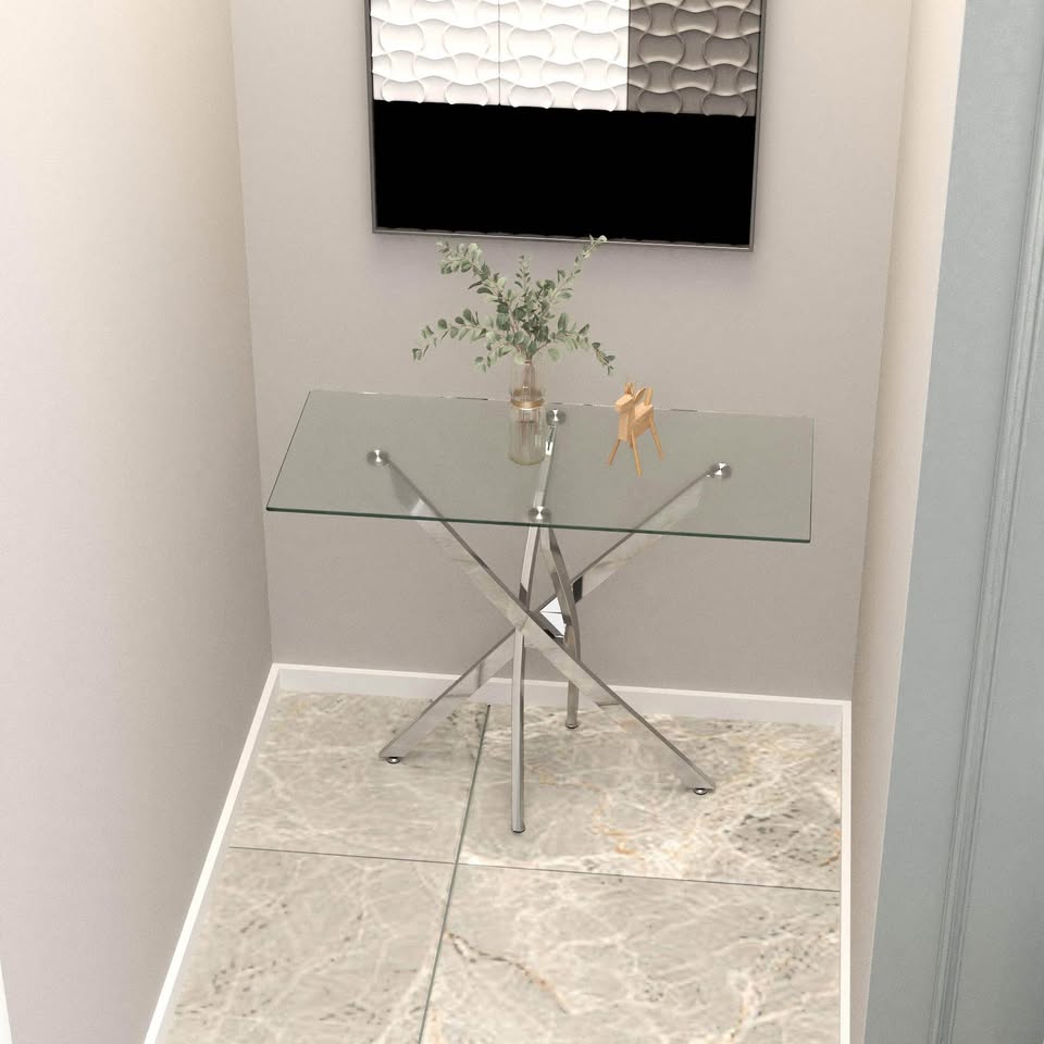 Brand new glass console table