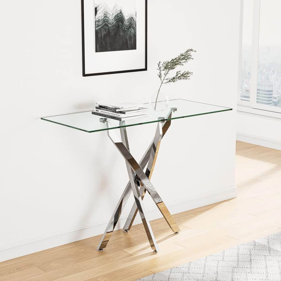 Brand new glass console table