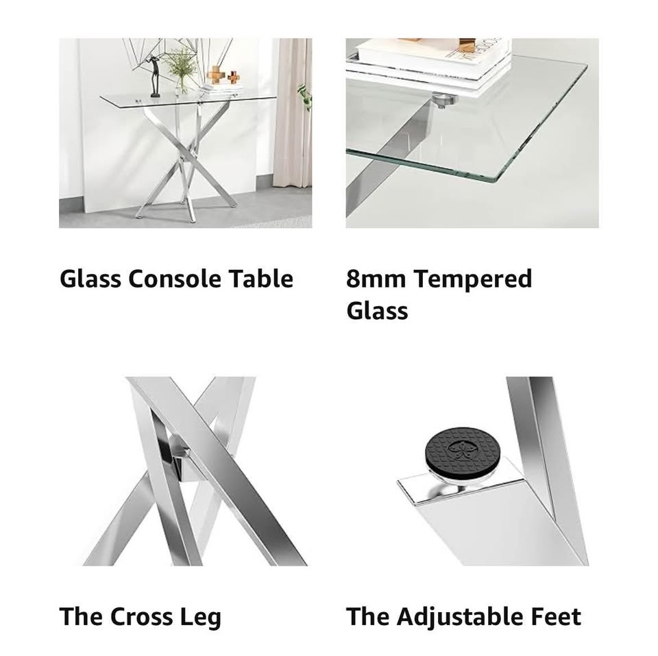 Brand new glass console table