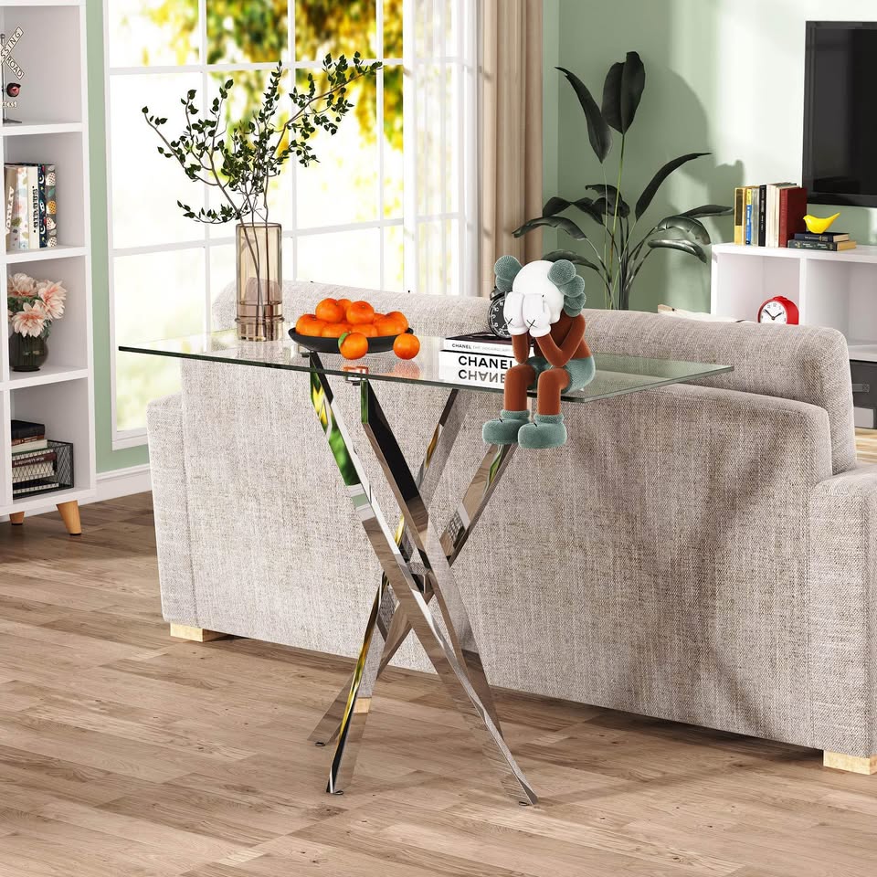 Brand new glass console table