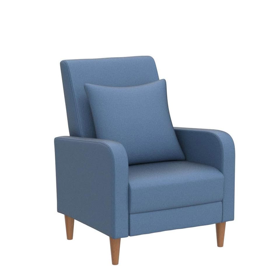 Brand new blue armchair with pillow