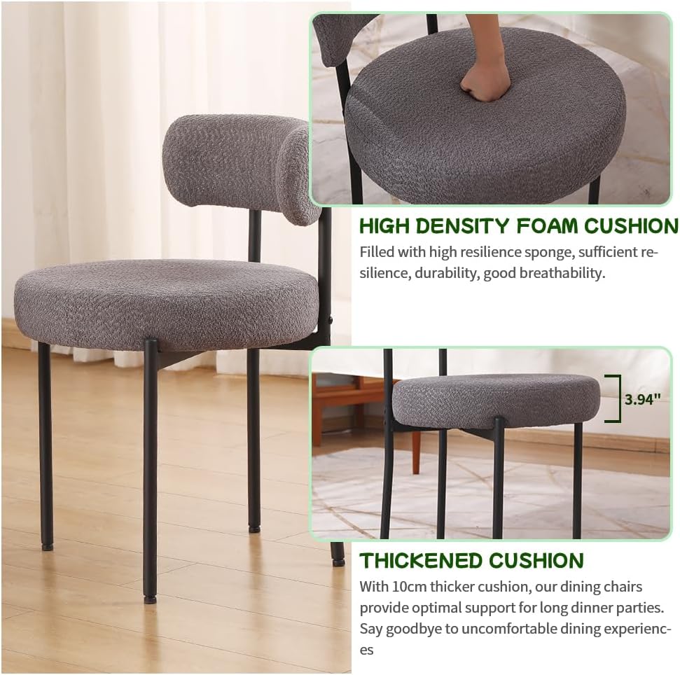 Set of 4 Mid-Century Modern Dining Chairs with Thickened Cushion and Curved Backrest