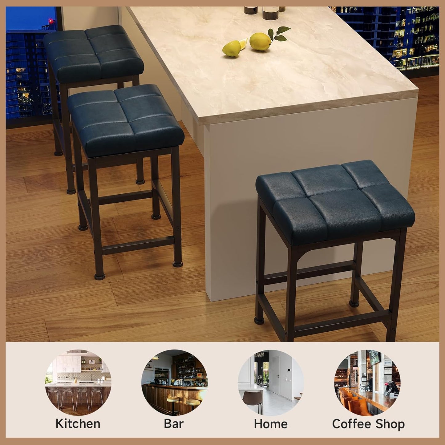 Modern Metal Bar Stool | Cushioned & Durable