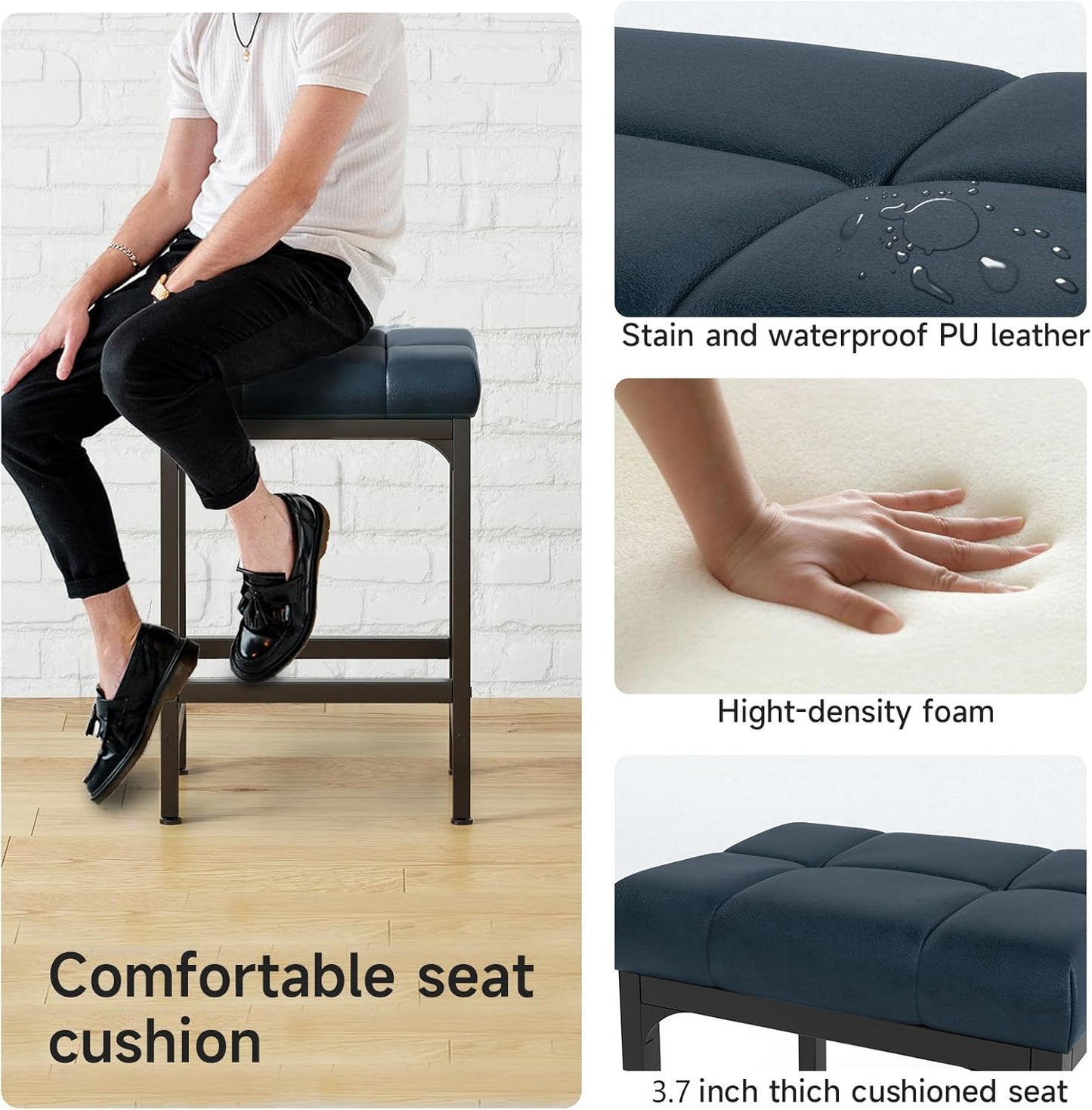 Modern Metal Bar Stool | Cushioned & Durable