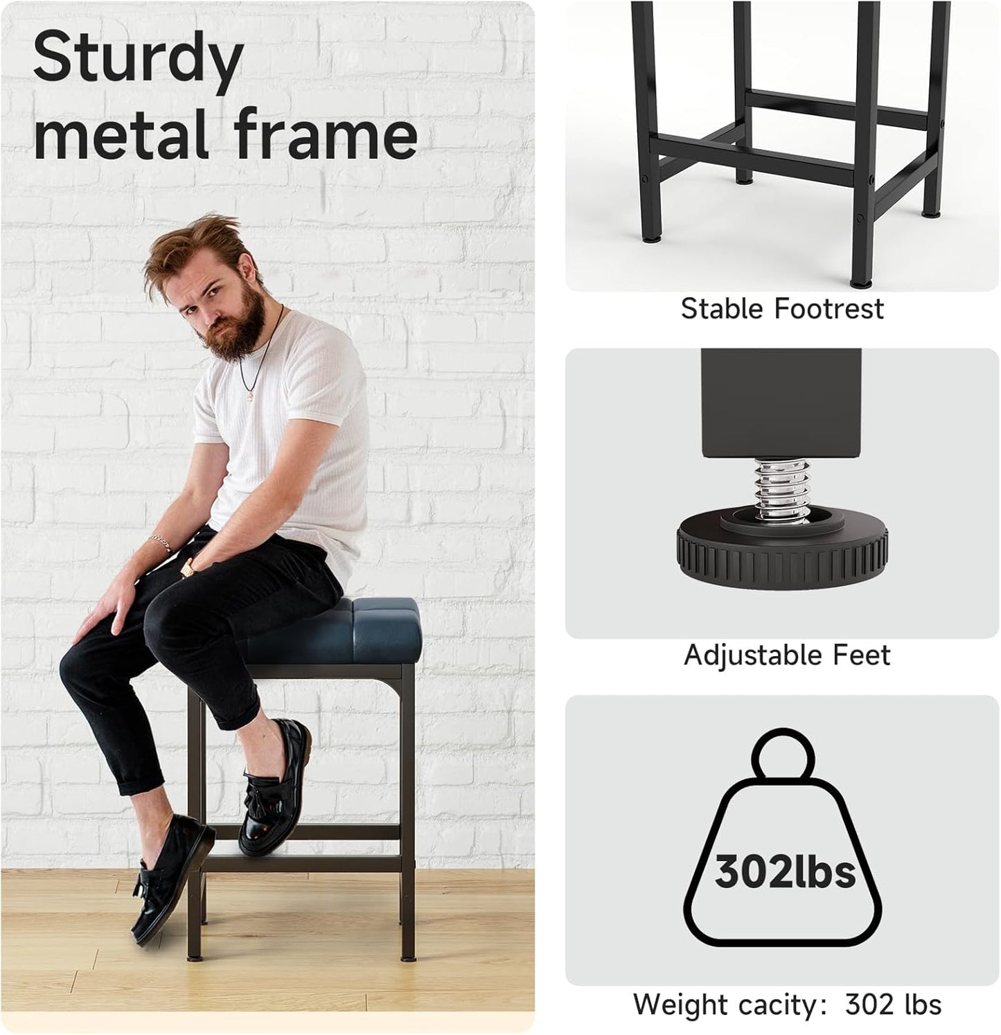 Modern Metal Bar Stool | Cushioned & Durable