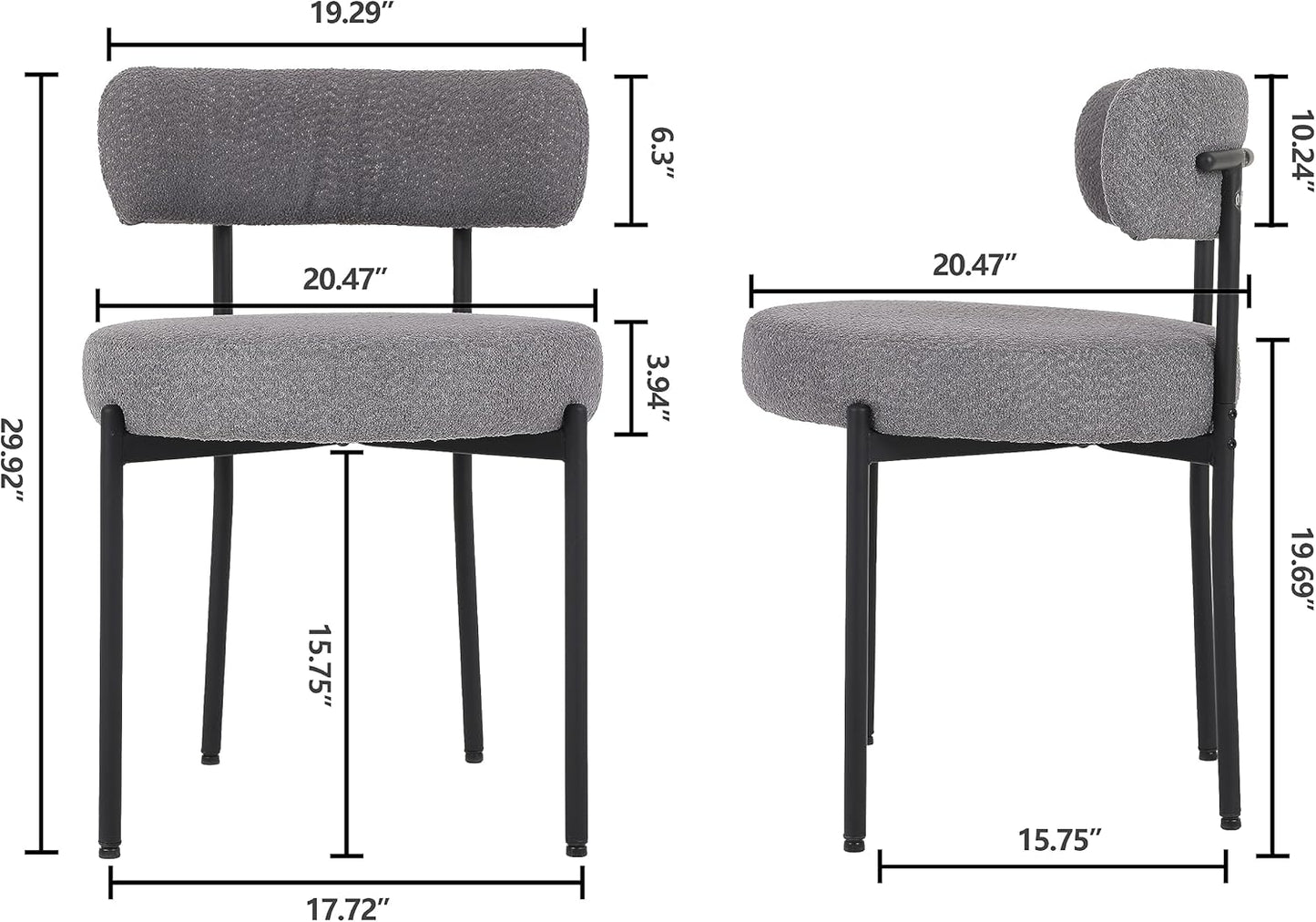 Set of 4 Mid-Century Modern Dining Chairs with Thickened Cushion and Curved Backrest