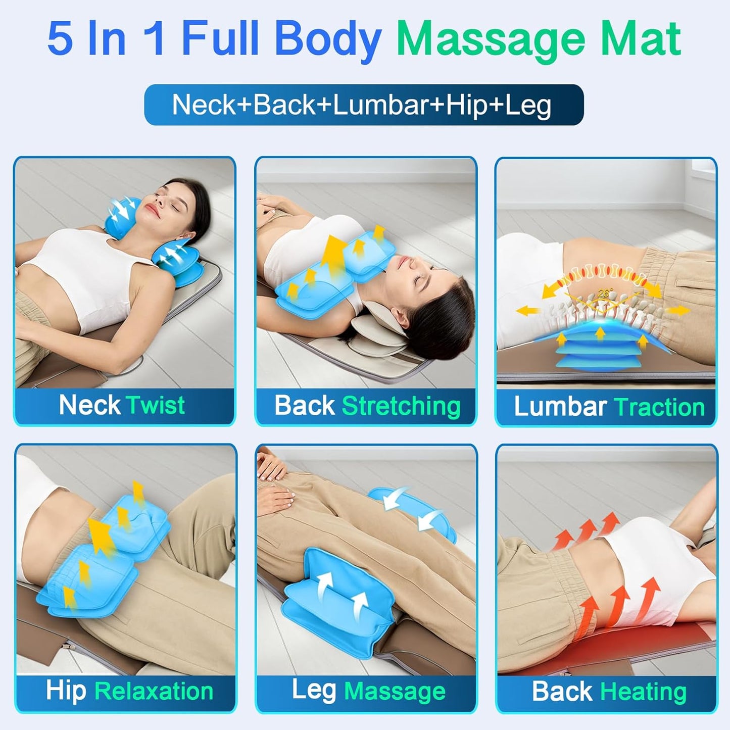 Full Body Massage Mat with Airbags Stretching & Heating