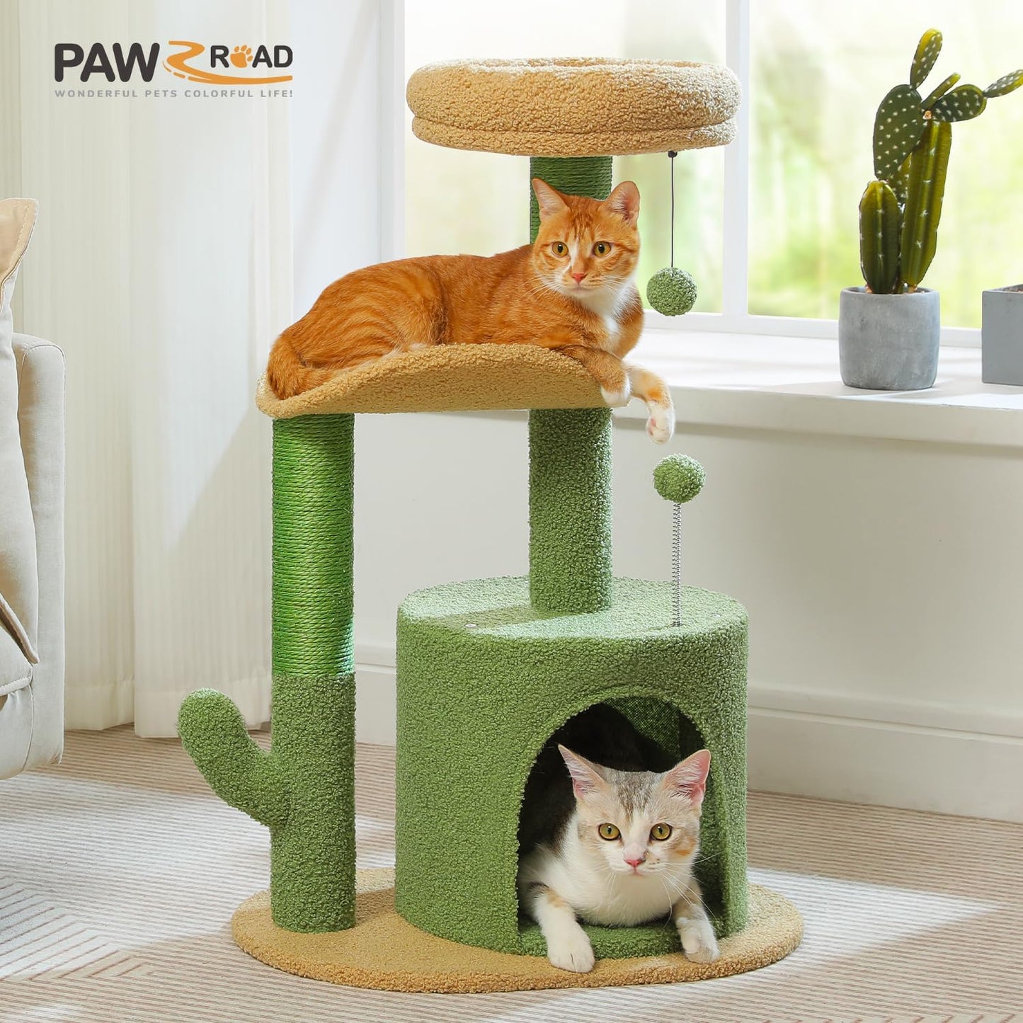 PAWZ Road Cat Tree 32 Inches Cactus Cat Tower