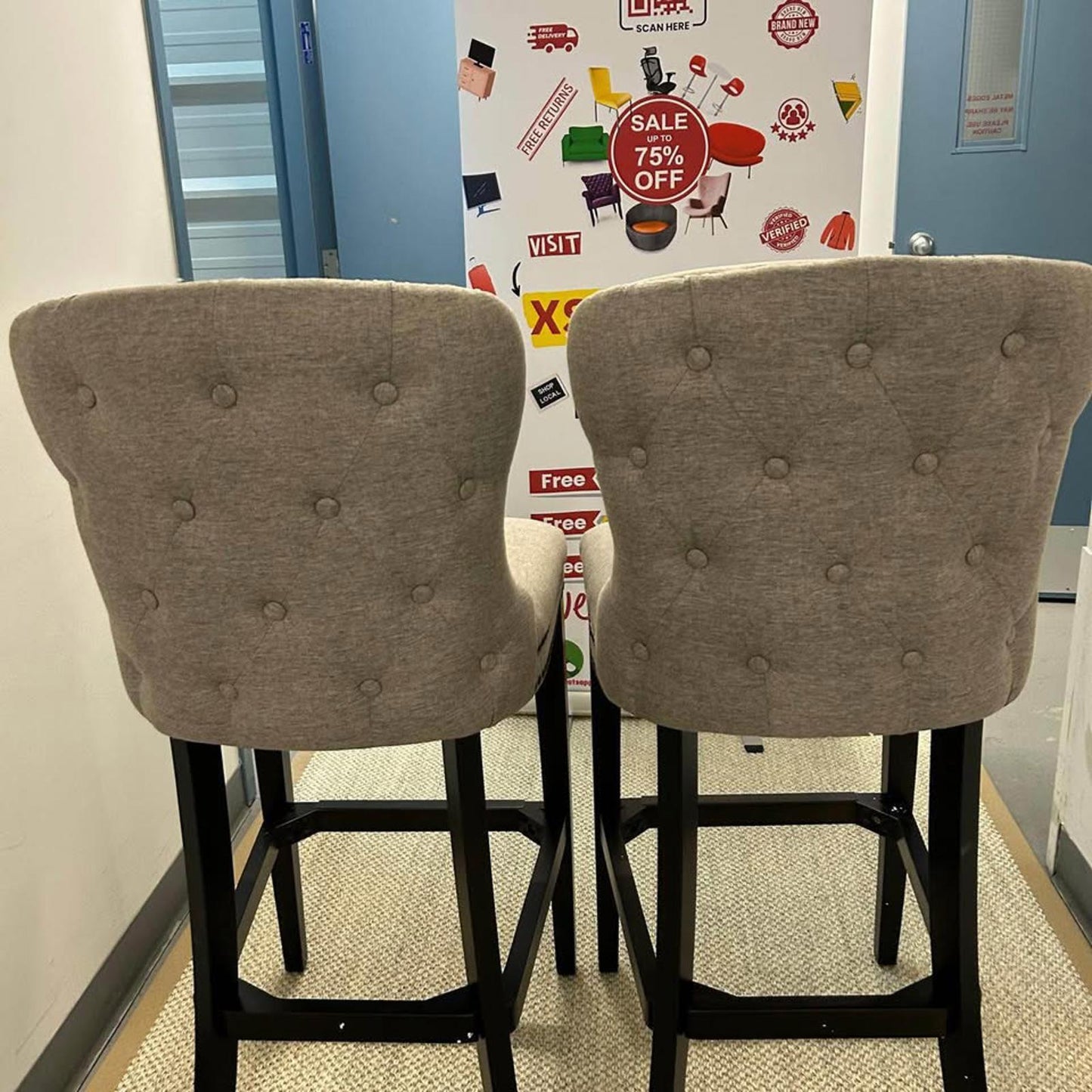 2 Brand New Jennifer Taylor Home Sonoma 30” Upholstered Armless Tufted Bar Stools