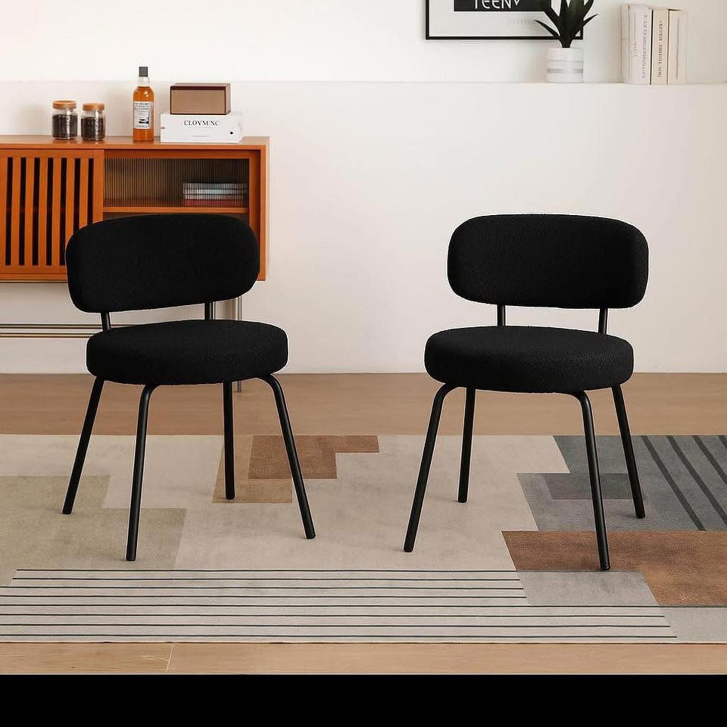 Brand new boucle dining chairs black