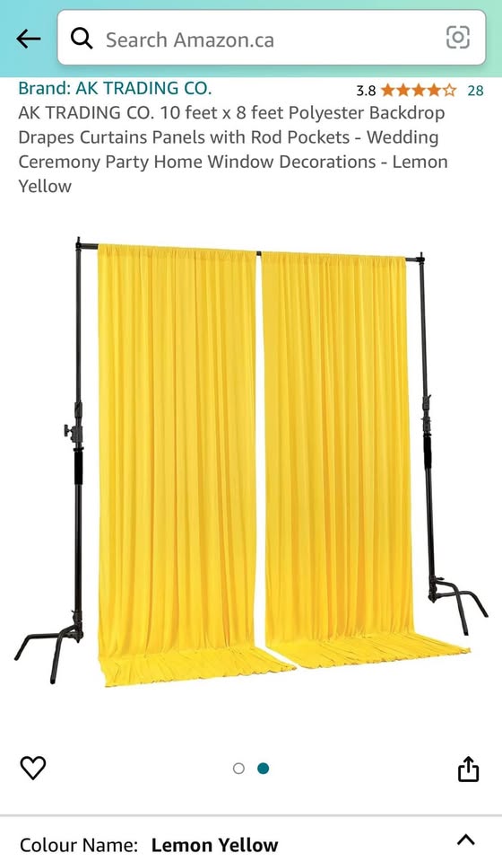 10 feet x 8 feet Lemon Yellow Polyester Backdrop Drapes Curtains Panels with Rod Pocket