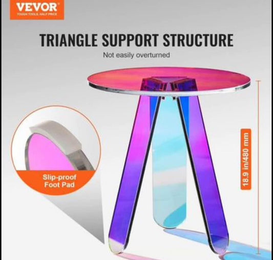 Acrylic End Table, Clear Rainbow Acrylic Coffee Table
