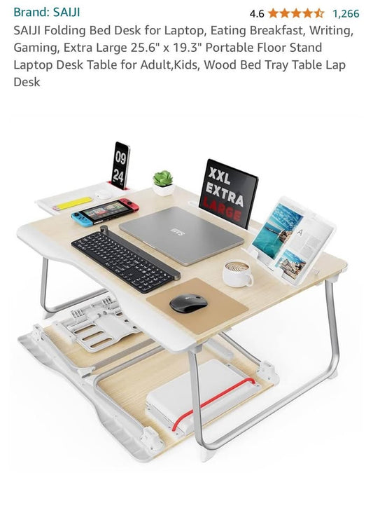 SAIJI Folding Bed Desk for Laptop