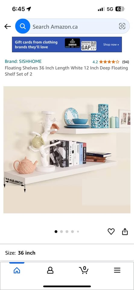 Floating Shelves 36 Inch Length White 12 Inch Deep (set of 2)