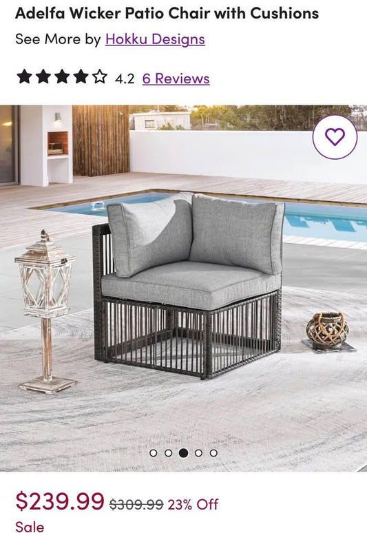 Patio Wicker Set Corner Seat and Table