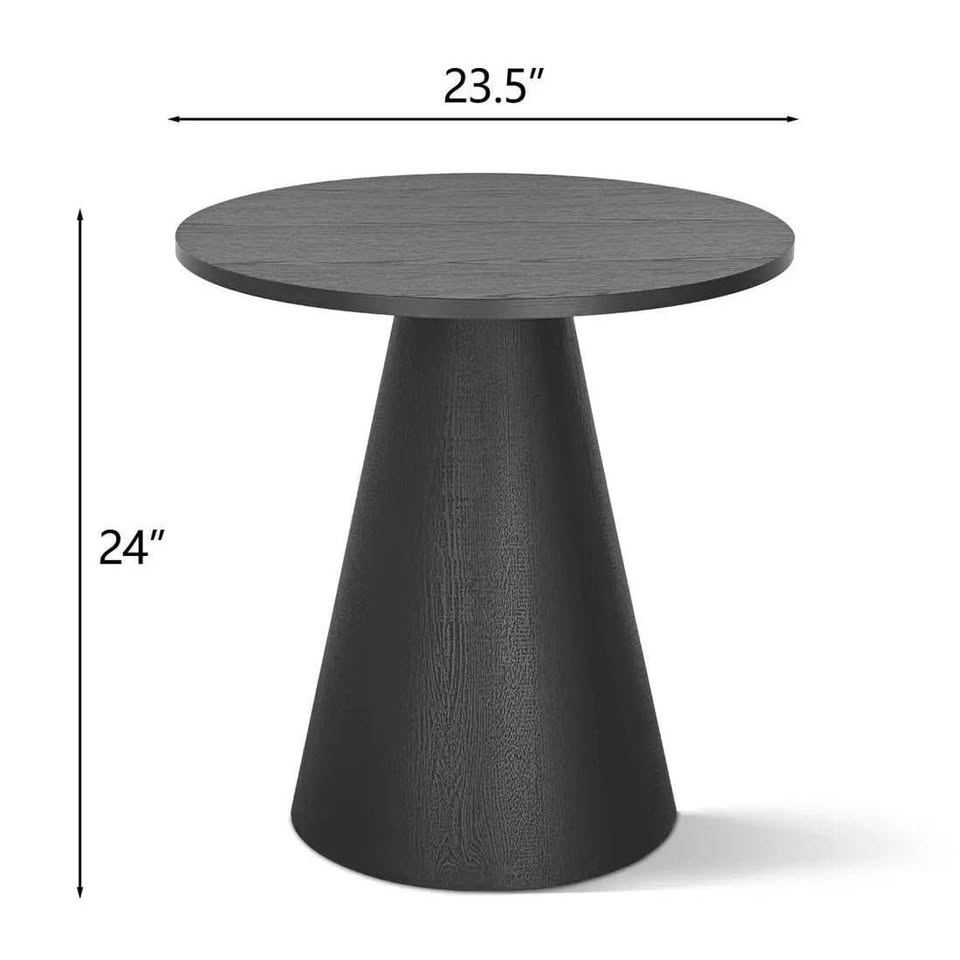 Popmaison 24 Inch Round Black Pedestal End Table