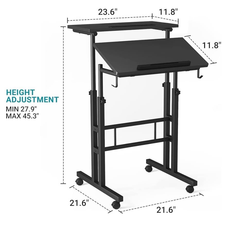 Adjustable Height Standing Desk with Cup Holder, Portable