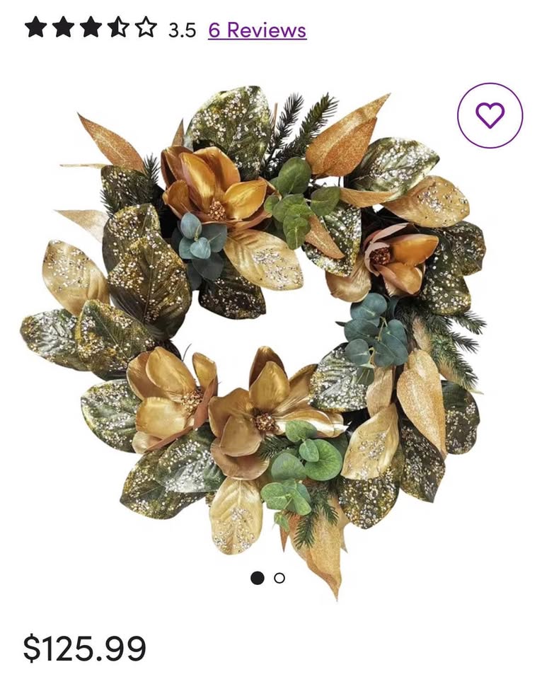 Handcrafted Faux Magnolia 24'' Wreath