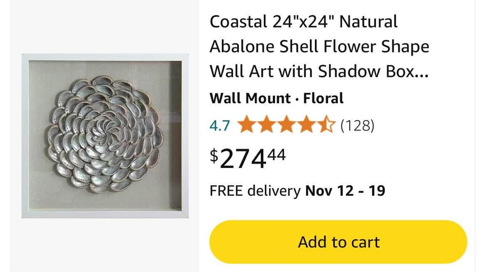 Natural Abalone Shell Flower Shape Wall Art
