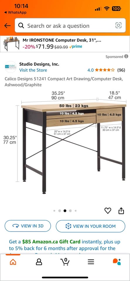 Desk with 2 drawers and 1 keyboard tray